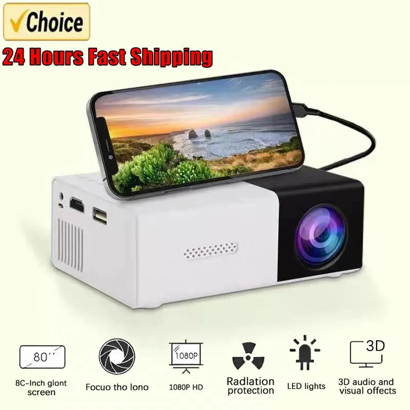 Mini Portable Projector for Home Theater - Smart TV